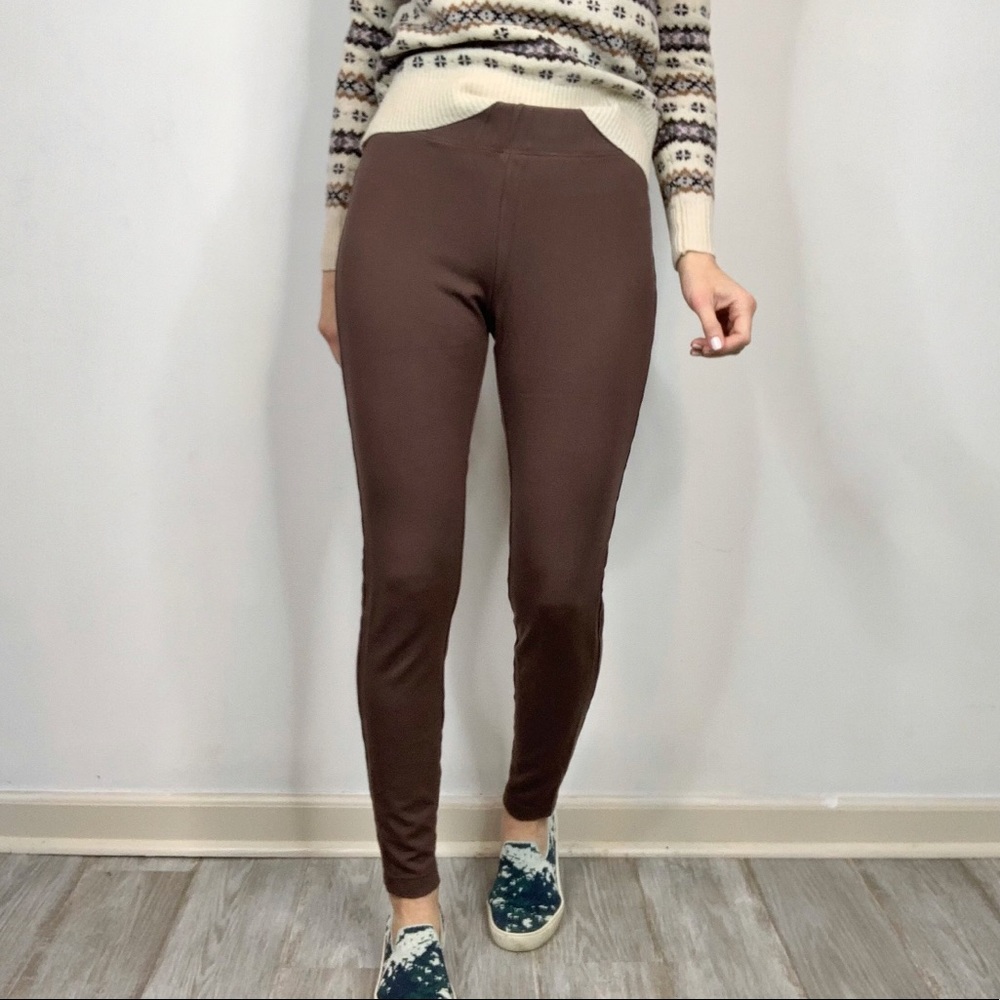 TOMMY BAHAMA brown high waist ponte leggings ankle zipper 2050